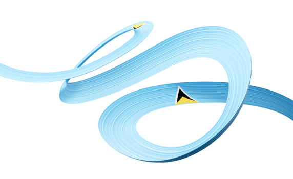 3d Flag Of Saint Lucia 3d Wavy Shiny Ribbon Flag 3d Illustration png