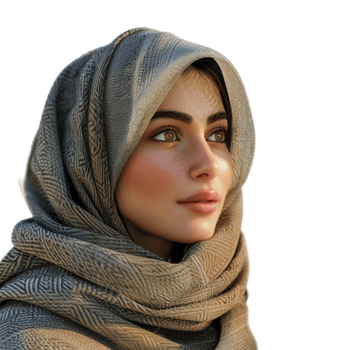 Muslim Girl Wearing Hijab in Happy Mood on Transparent Background png