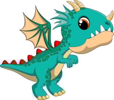 Cute baby dragon cartoon vector