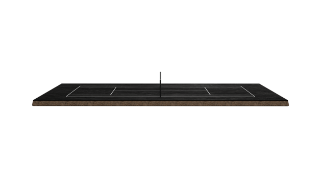 Tennis Court Made Of Black Asphalt And White Lines Marking Boundaries With Net 3D Illustration png