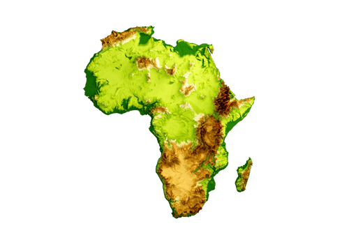 Africa Map Shaded Relief Color Height Map 3d Illustration png