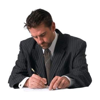 Businessman Writing with Pen on Transparent Background png