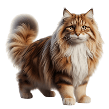 Cat with long hair and big eyes isolated from background png