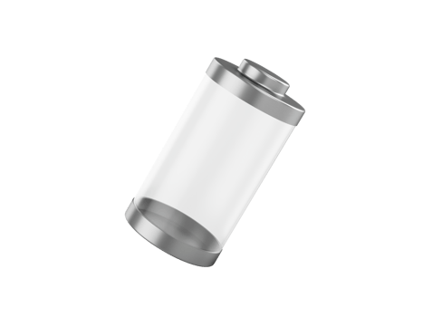 3d Abstract Transparent Empty Glass Battery With Metal Caps 3d Illustration png