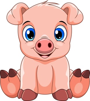 Cute baby pig cartoon isolated on white background vector