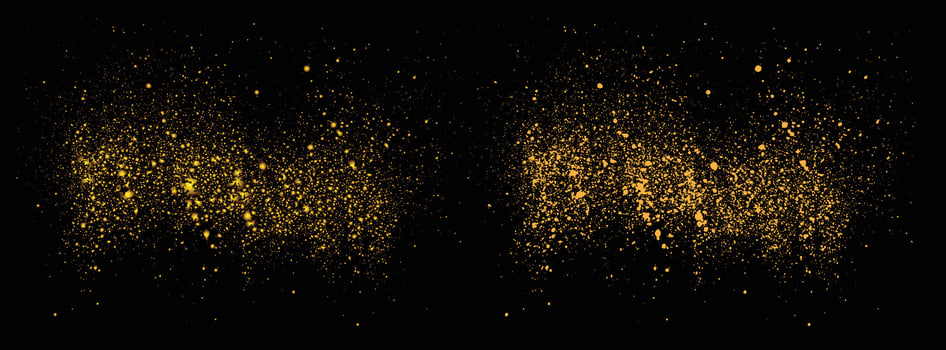 Splatter gold glitter stardust golden color confetti background vector