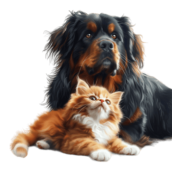 Dog and Cat Sitting on Transparent Background png