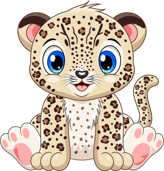 Cartoon cute baby leopard sitting vector