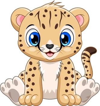 Cartoon cute baby cheetah sitting vector