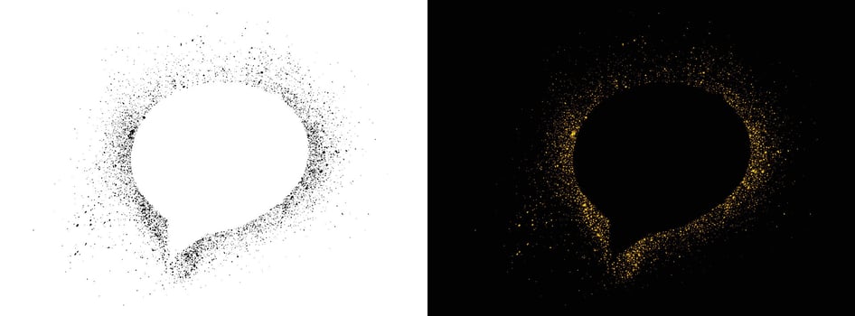 Spray texture graffiti black and golden color speech bubble pattern vector