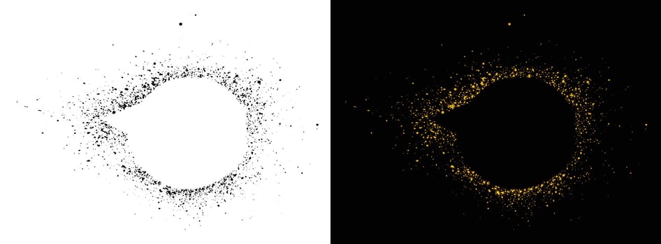 Graffiti black and golden spray hand-painted speech bubble vector