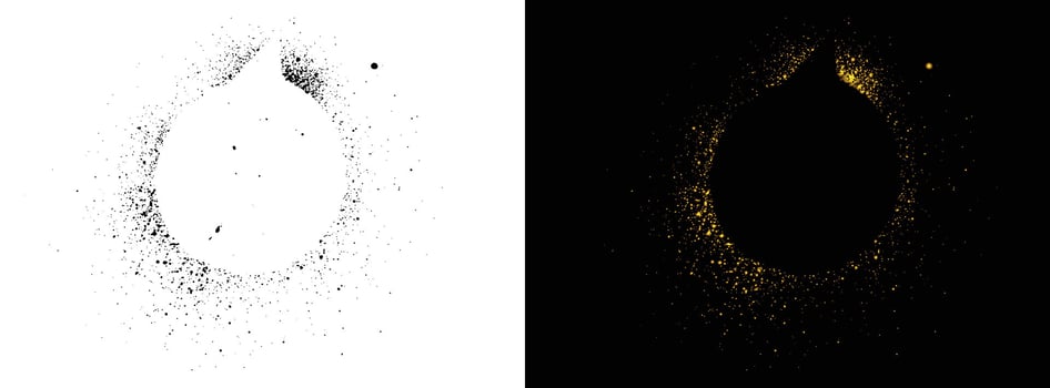 Spray-painted black and golden speech bubble symbol vector