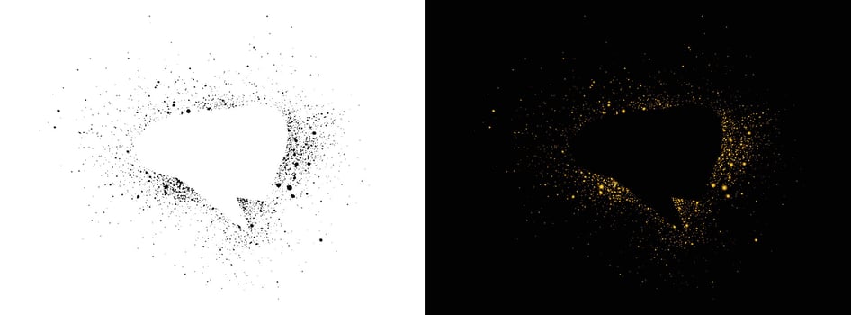 Black and golden grunge texture spray speech bubble icon vector