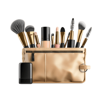 Makeup Kit Bag With Brushes on Transparent Background png
