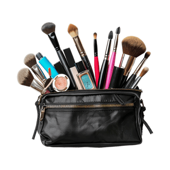 Makeup Kit Bag With Brushes on Transparent Background png