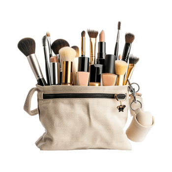 Makeup Kit Bag With Brushes on Transparent Background png