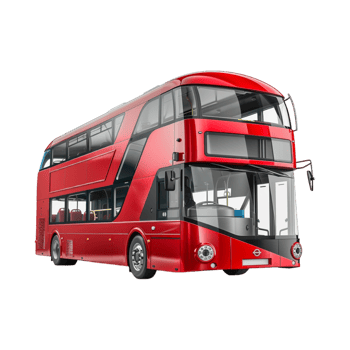 Red Double Decker Bus on Transparent Background png