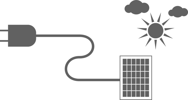 sun, clouds and solarcell generated clean energy illustration transparent background. solar panel connected plug, sustainable Solar panels receive light from the sun. Alternative energy from sunlight. png