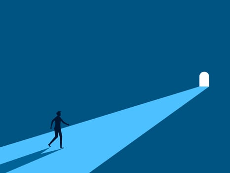 Opportunity. Businessman finds light at the exit vector