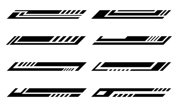 Collection of racing style car body wrap vinyl decals vector
