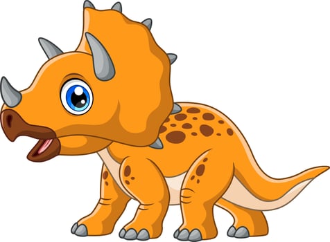 Cute triceratops cartoon on white background vector