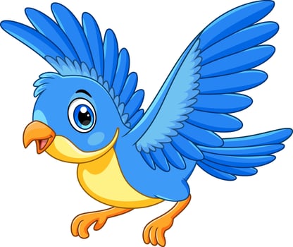 Cute blue bird cartoon flying vector