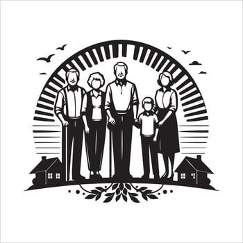 Family Reunions stock Children silhouettes playing outdoor stock illustration Family, vector