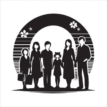 Family Reunions stock Children silhouettes playing outdoor stock illustration Family, vector
