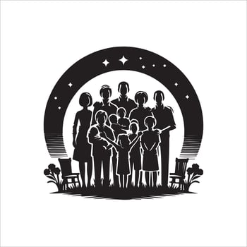 Family Reunions stock Children silhouettes playing outdoor stock illustration Family, vector