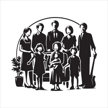 Family Reunions stock Children silhouettes playing outdoor stock illustration Family, vector