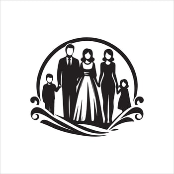 Family Reunions stock Children silhouettes playing outdoor stock illustration Family, vector