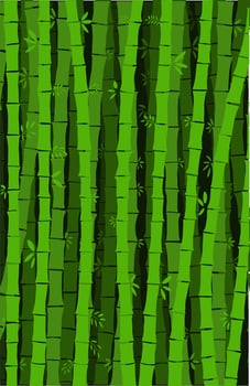 bamboo and green leaf motif wallpaper vector