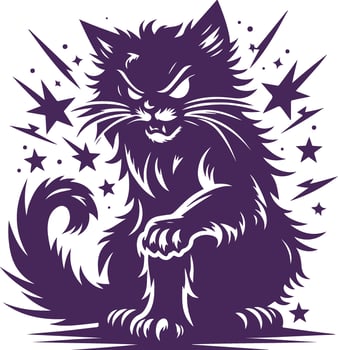 Dynamic Vectors Silhouette of an Enraged Cat Ready to Pounce