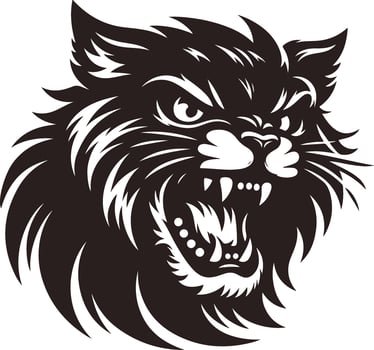 Vectors Silhouette of a Furious Cat in a Defensive Stance