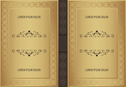 Luxury gold ornamental book cover design vector