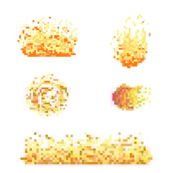 fire hot burn pixel art vector