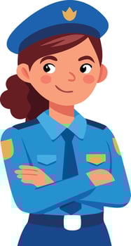 Illustration of a policewoman with arms crossed. vector