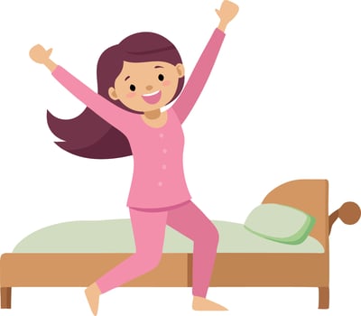 Illustration of a child jumping on a bed. vector
