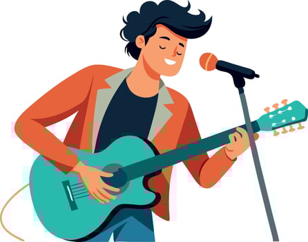 Young man playing an acoustic guitar vector