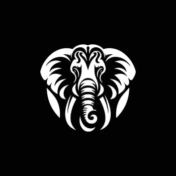 elephant silhouette logo design black and white vector