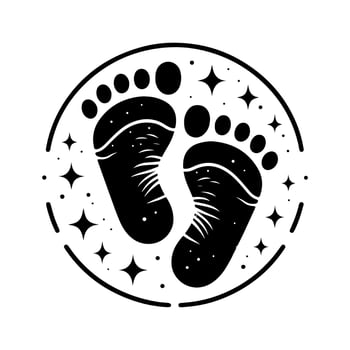 Black baby's prints footpath. Kids feet footprints silhouette illustration vector