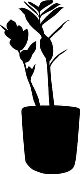 Silhouette a beautiful indoor potted plant vector