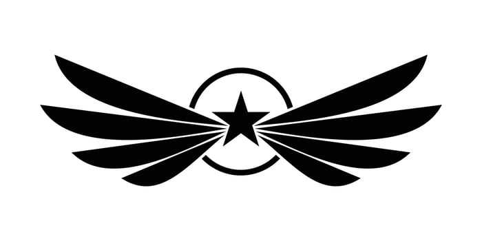 military shield wing star emblem logo design vector