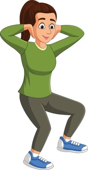 Cartoon young woman doing exercise vector