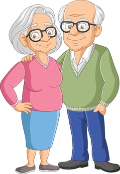 Illustration of cartoon happy elderly couple vector