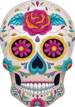 Day of the dead, colorful sugar skull vector