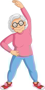Illustration Cartoon grandmother doing exercise vector