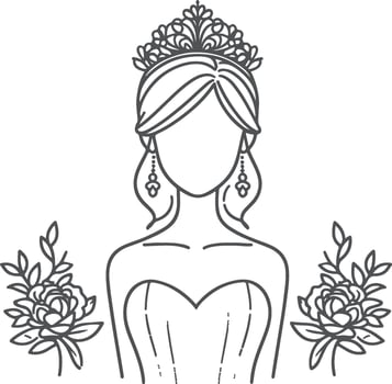 Continuous one line drawing of a wedding couple illustration. vector
