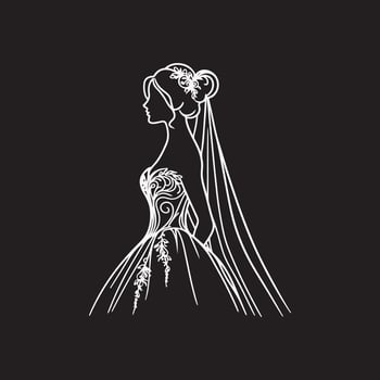 Continuous one line drawing of a wedding couple illustration. vector