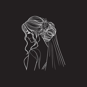 Continuous one line drawing of a wedding couple illustration. vector
